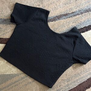 Cotton On Black Textured Crop Top